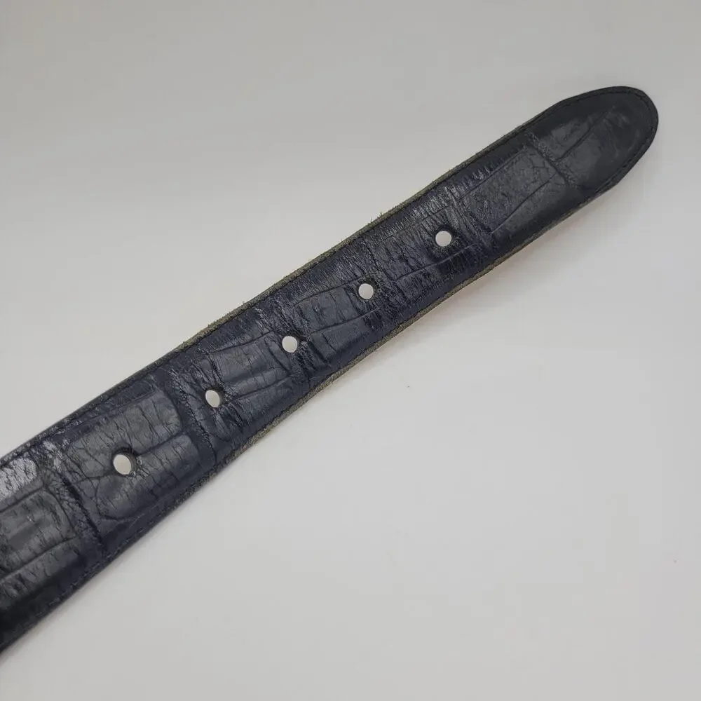 Vintage Brighton Belt Sml Black Leather Textured Rope Buckle Western Cowgirl 90s